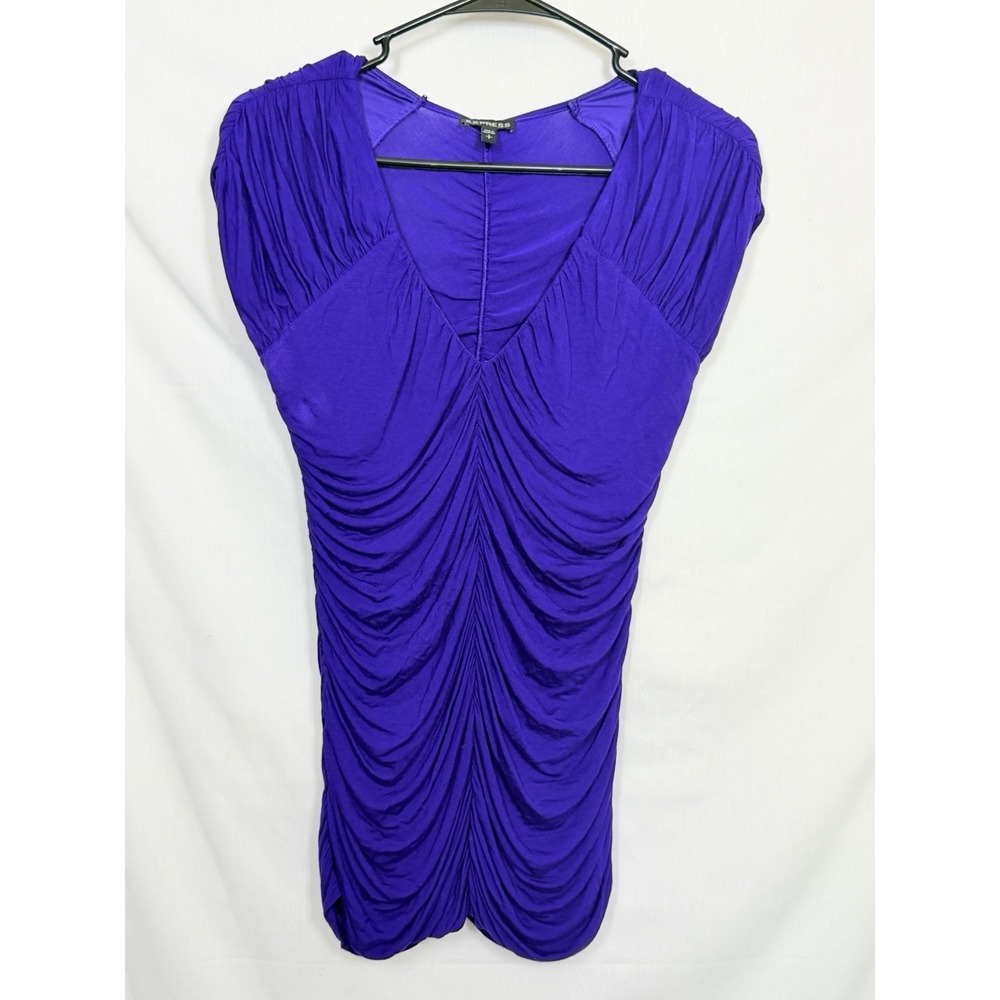 Express Purple Ruched Longline Blouse Top Womens Small Y2K Going Out - Picture 10 of 10